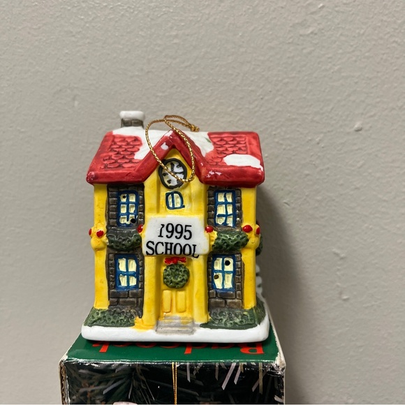 This Badcock 1995 School Building Village Bell Christmas Tree Ornament - Picture 3 of 6